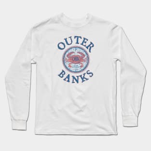 Outer Banks (OBX), North Carolina, with Atlantic Blue Crab on Wind Rose Long Sleeve T-Shirt